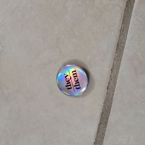 Holographic They/Them Pronouns Pin